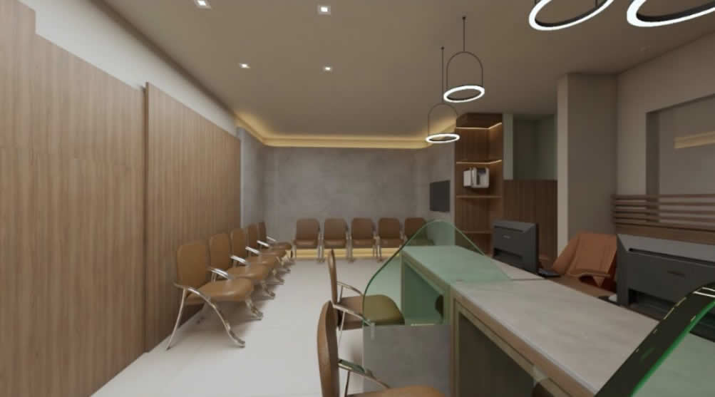 Sala de espera com ambiente acolhedor